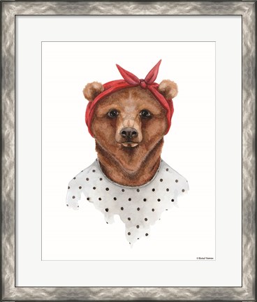 Framed Bear in Bandana Print