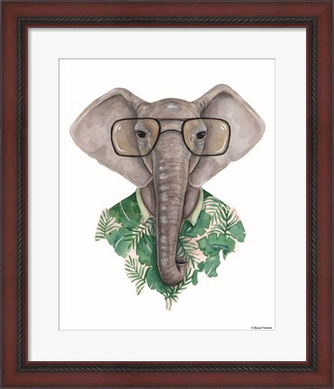 Framed Elephant in Eye Glasses Print
