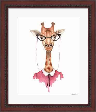 Framed Giraffe in Glasses Print