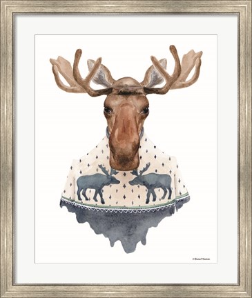 Framed Moose in a Moose Sweater Print