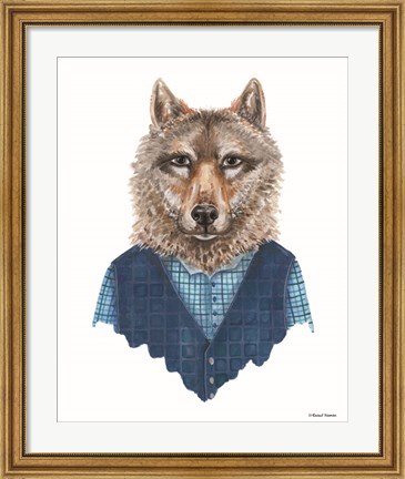 Framed Wolf in Waistcoat Print