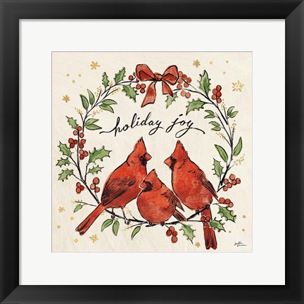 Framed Christmas Lovebirds XI Print