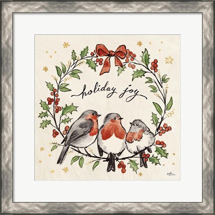 Framed Christmas Lovebirds IV Print