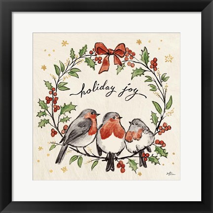 Framed Christmas Lovebirds IV Print