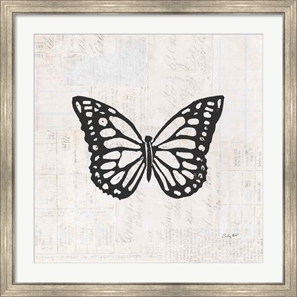 Framed Butterfly Stamp BW Print