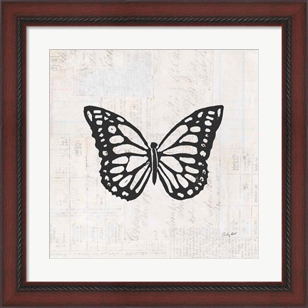 Framed Butterfly Stamp BW Print