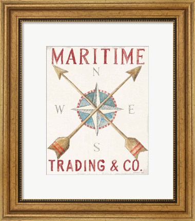 Framed Floursack Nautical VI Red Print