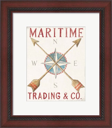 Framed Floursack Nautical VI Red Print