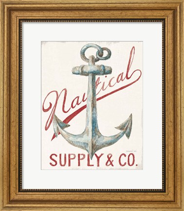 Framed Floursack Nautical V Red Print
