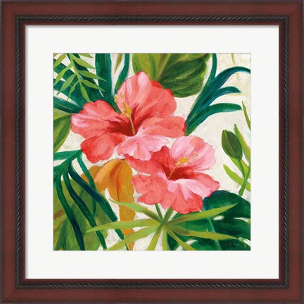 Framed Tropical Jewels II v2 Pink Crop Print