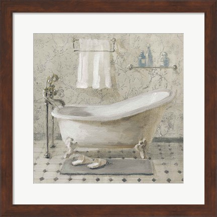 Framed Victorian Bath III Neutral Print