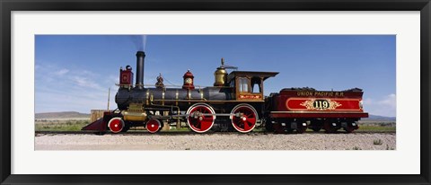 Framed Train Engine On A Railroad Track, Locomotive 119, Utah Print