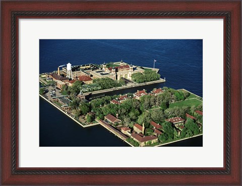 Framed New York Ny Aerial Of Ellis Island Print