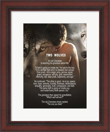 Framed Two Wolves Print