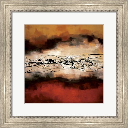 Framed Harmony in Red and Ochre Print