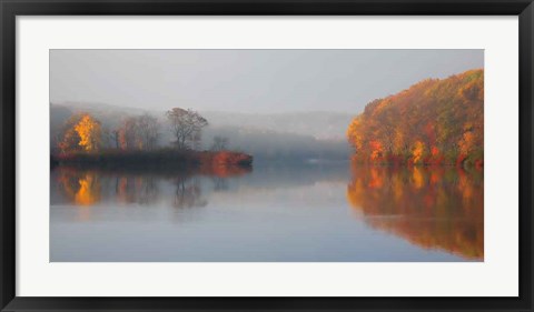Framed Early Fall Morning at the Lake Print