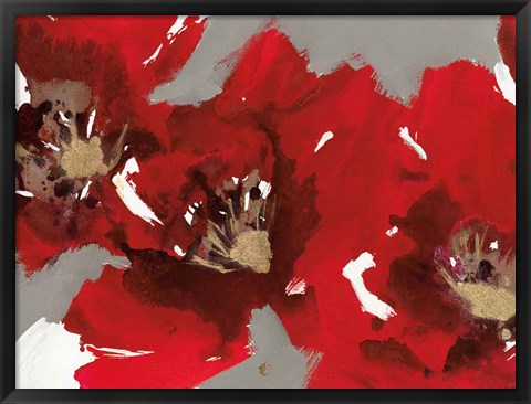 Framed Red Poppy Forest I Print