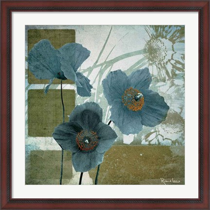 Framed Cerulean Poppies I Print