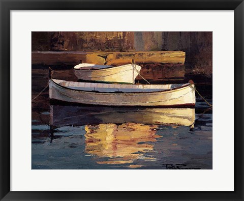 Framed Barcas al Atardecer Print