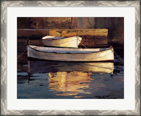 Framed Barcas al Atardecer Print