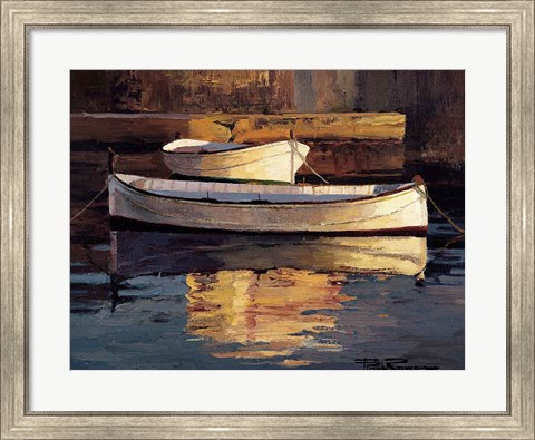 Framed Barcas al Atardecer Print