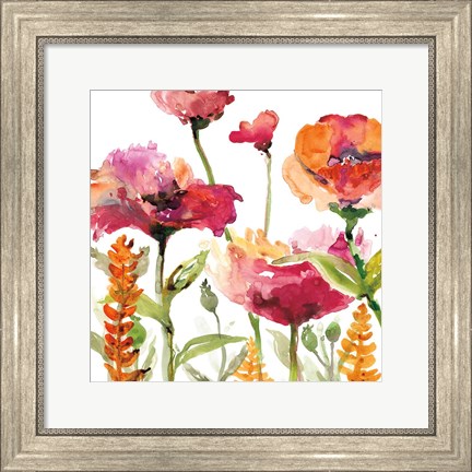 Framed Blooms And Greens Print