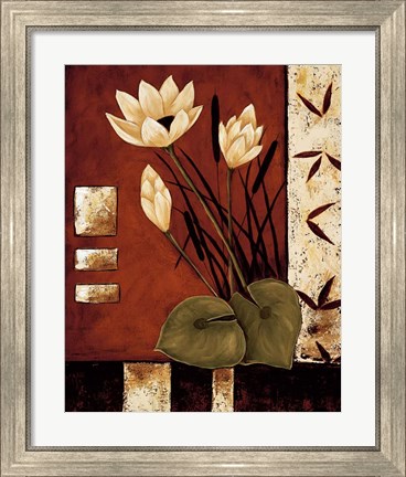 Framed Lotus Silhouette I Print