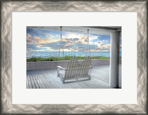 Framed Swing At The Beach Print
