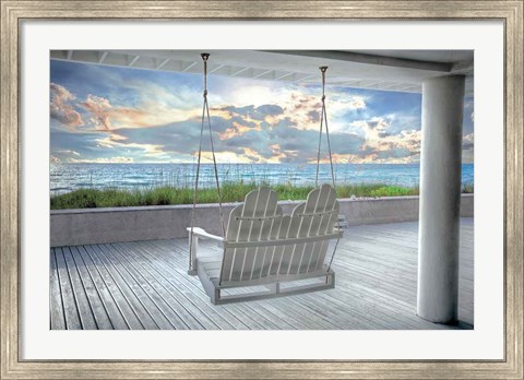 Framed Swing At The Beach Print
