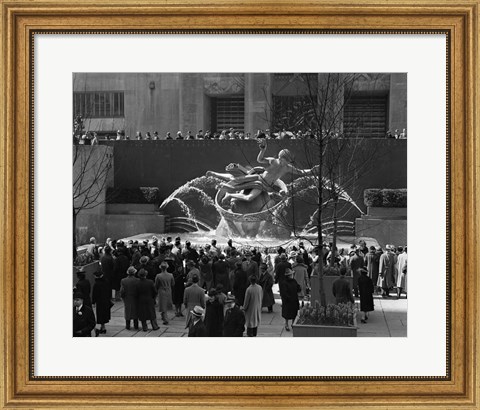 Framed Group Of People At Rockefeller Center New York City Print