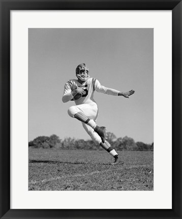 Framed Football Player Running With Ball Print