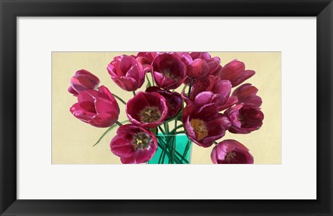 Framed Red Tulips in a Glass Vase (detail) Print