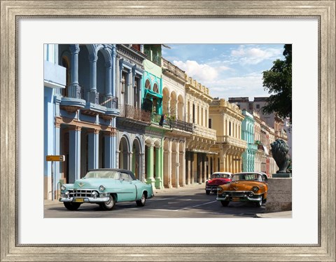 Framed Avenida in Havana, Cuba Print