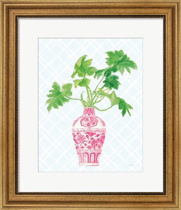 Framed Palm Chinoiserie III Pink Print
