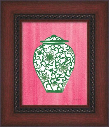 Framed Chinoiserie III Green Watercolor Print