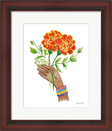 Framed Floral Hand I No Design Tan Print