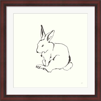 Framed Line Bunny I Print