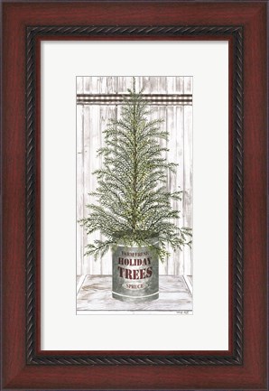 Framed Galvanized Pot Spruce Print