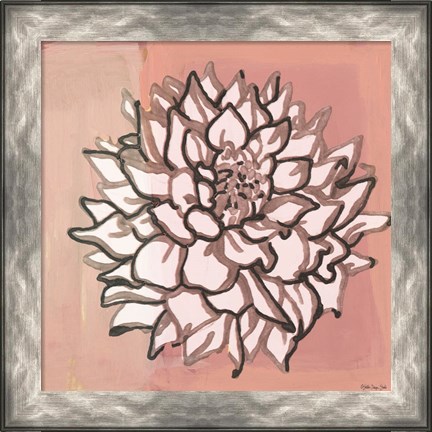 Framed Pink and Gray Floral 1 Print