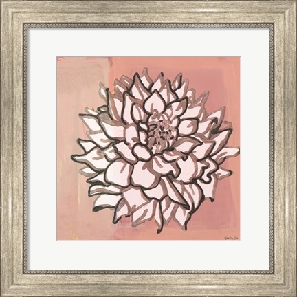 Framed Pink and Gray Floral 1 Print