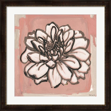 Framed Pink and Gray Floral 2 Print