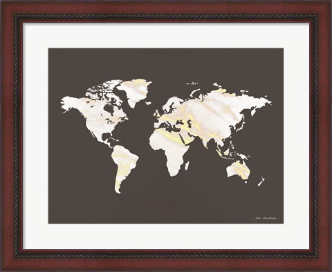 Framed Marble Gold World Map Print
