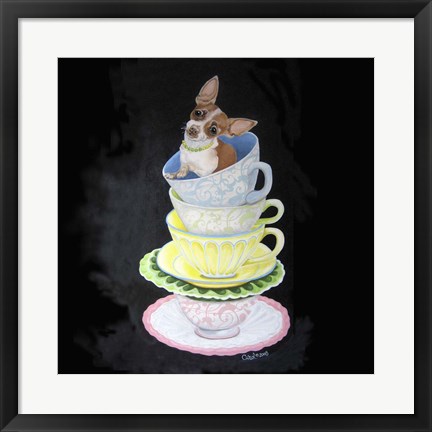 Framed Chihuahua Teacups Print