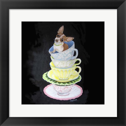 Framed Chihuahua Teacups Print