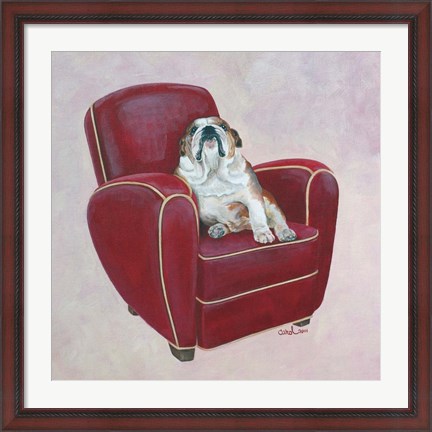 Framed Bulldog on Red Print