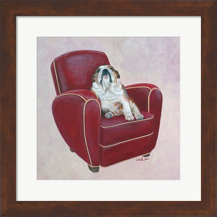 Framed Bulldog on Red Print