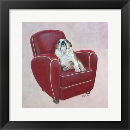 Framed Bulldog on Red Print