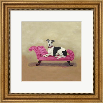 Framed Italian Greyhound on Pink Print