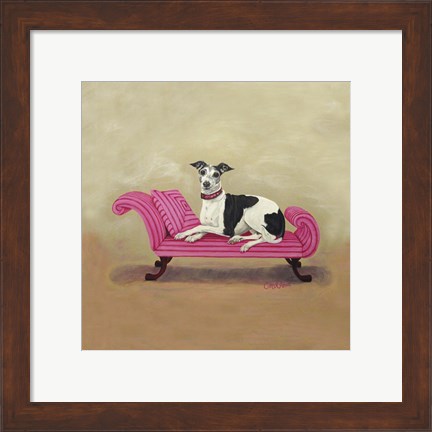 Framed Italian Greyhound on Pink Print