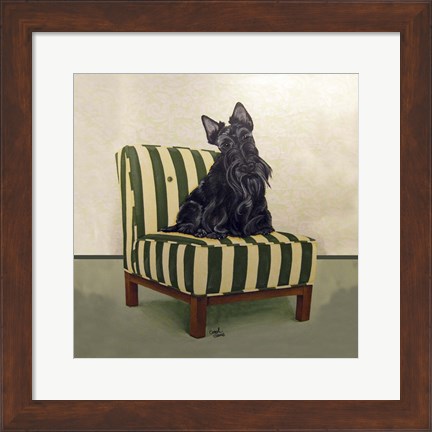 Framed Scottie on Stripes Print